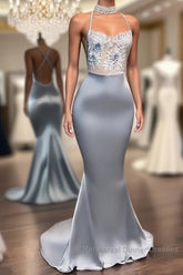 Chic Sequins Sleeveless Mermaid Semi Formal Prom Dresses Glitter New Arrival Halter Red Evening Gowns